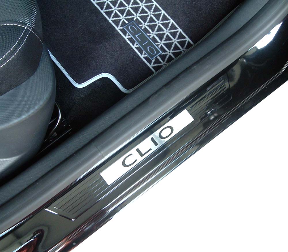 Renault Clio IV III Einstiegsleisten schwarz Logo Klavierlackoptik Original NEU